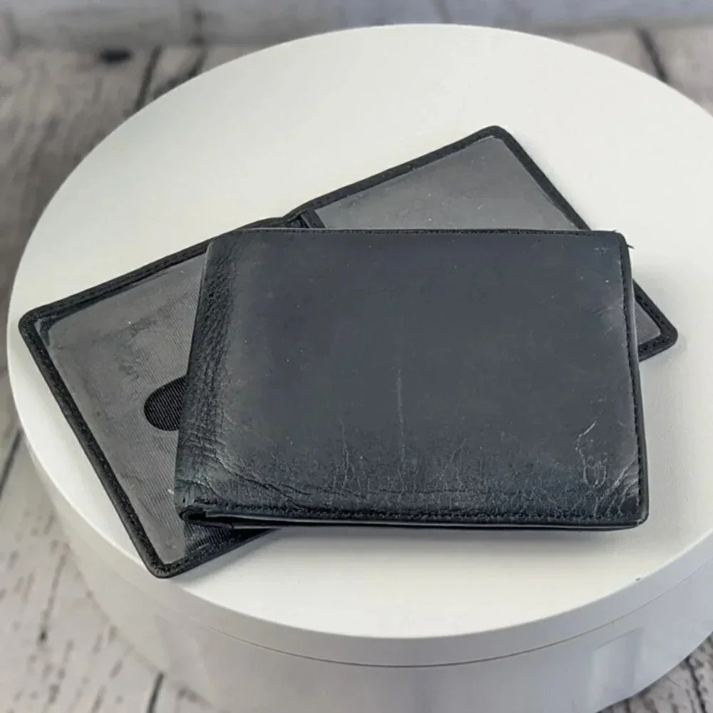 Vintage 90s Polo Ralph Lauren leather wallet, black, 2 / dual ID window, CCW LTC